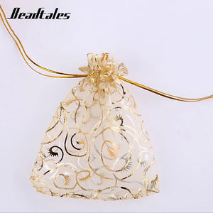 Circle Pattern Beads Organza Jewelry Pouch Wedding Favor Small Bag
