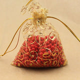 Circle Pattern Beads Organza Jewelry Pouch Wedding Favor Small Bag