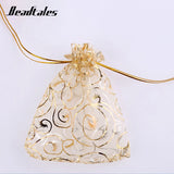 Circle Pattern Beads Organza Jewelry Pouch Wedding Favor Small Bag