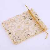 Circle Pattern Beads Organza Jewelry Pouch Wedding Favor Small Bag