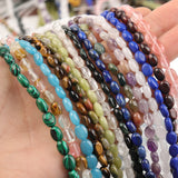 6x8mm Multicolor Natural Stone Beads Egg Shape Spacer Stone Beads