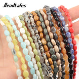 6x8mm Multicolor Natural Stone Beads Egg Shape Spacer Stone Beads