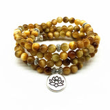 Natural Tiger eye Stone Beaded Women Pendant Bracelet Yoga Necklace