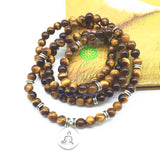 Natural Tiger eye Stone Beaded Women Pendant Bracelet Yoga Necklace