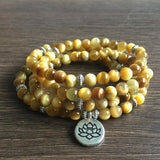 Natural Tiger eye Stone Beaded Women Pendant Bracelet Yoga Necklace