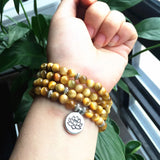 Natural Tiger eye Stone Beaded Women Pendant Bracelet Yoga Necklace