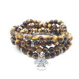 Natural Tiger eye Stone Beaded Women Pendant Bracelet Yoga Necklace