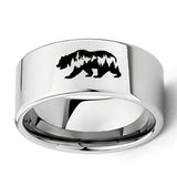 Bear Animal Rings 11mm Flat Tungsten Carbide Wedding Band