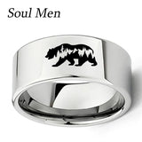 Bear Animal Rings 11mm Flat Tungsten Carbide Wedding Band