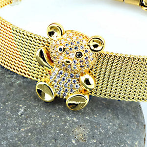 Bear Charms Bracelet with Cubic Zircon Clip