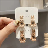 Korea Silver Bear Earrings for Women Girls