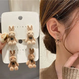 Korea Silver Bear Earrings for Women Girls
