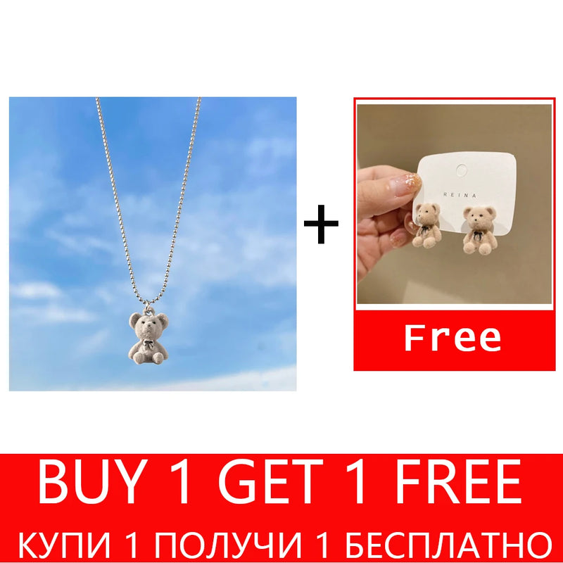 Korea Silver Bear Earrings for Women Girls