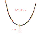 Bronze Bear Pattern Pendant Necklace with Colorful Zircon