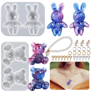 Bear Rabbit Silicone Mold for DIY Keychain Pendant Charms