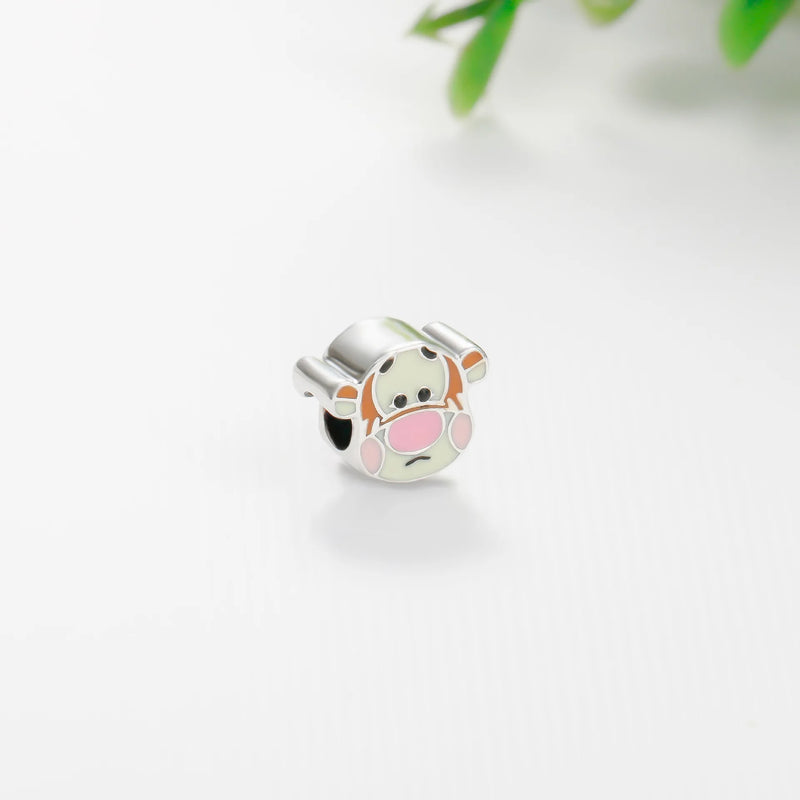 Bear Tiger Animal S925 Sterling Silver Beaded Bracelet DIY Accessories