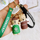3D Cartoon Bear Keychain Doll Silicone Pendant Car Key Ring Bag Jewelry