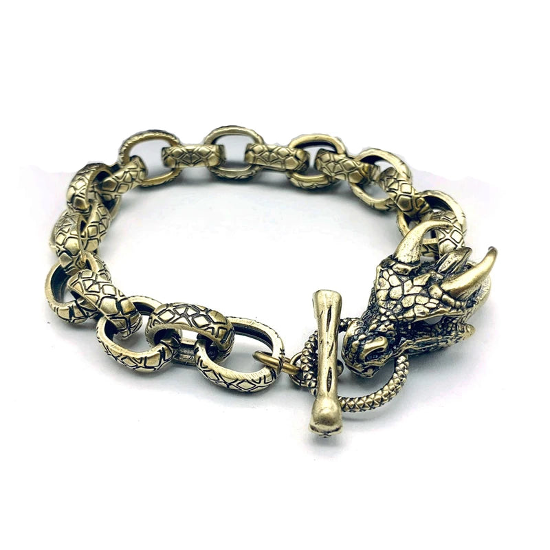 Beast Dragon Bracelet Antique Dragon Scale Chains Vintage Punk Men Bangle