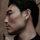 Chinese Style Pure Silver Beast Earrings for Men Retro Ear Buckle
