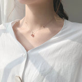 Real Girl Heart Pearl Necklace Strawberry Niche Short Fund