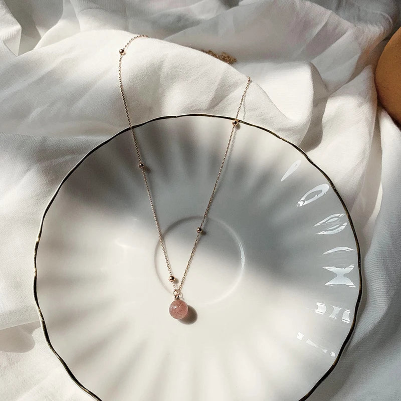 Real Girl Heart Pearl Necklace Strawberry Niche Short Fund