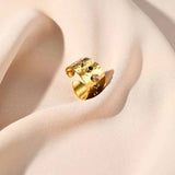 Textured Colored Stone Stainless Steel Rings for Women