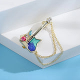 Beaut&Berry Chain Guitar Brooch Office Wedding Party Dress Accessory