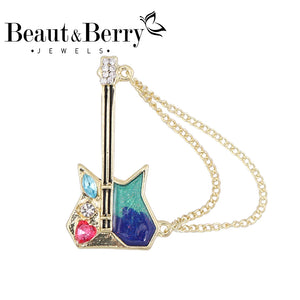 Beaut&Berry Chain Guitar Brooch Office Wedding Party Dress Accessory