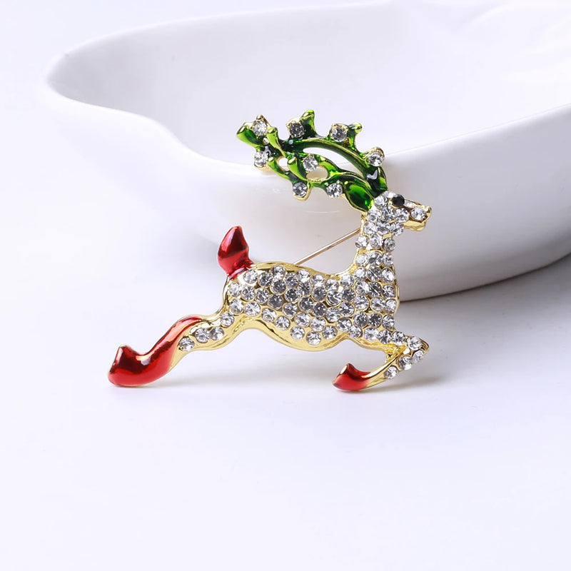 Christmas Tree Santa Claus Snowman Brooch Wreath Stockings Elk Brooch