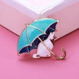 Beaut&Berry Kitten Umbrella Brooch Sparkling Jewelry Gift