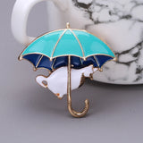 Beaut&Berry Kitten Umbrella Brooch Sparkling Jewelry Gift