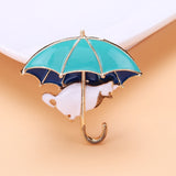 Beaut&Berry Kitten Umbrella Brooch Sparkling Jewelry Gift