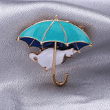 Beaut&Berry Kitten Umbrella Brooch Sparkling Jewelry Gift
