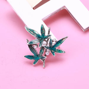 Beaut&Berry CZ Bamboo Brooches Enamel Flower Brooch Pins