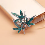 Beaut&Berry CZ Bamboo Brooches Enamel Flower Brooch Pins