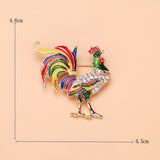 Enamel Chicken Brooch Rhinestone Rooster Pin