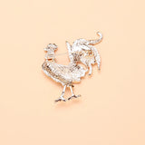 Enamel Chicken Brooch Rhinestone Rooster Pin