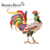 Enamel Chicken Brooch Rhinestone Rooster Pin