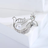 Beaut&Berry Rhinestone Pearl Mermaid Lady Brooch Wedding Party Gift Pin