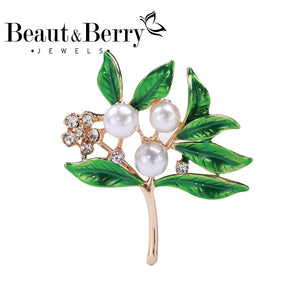 Beaut&Berry Drip Oil Plant Brooch Ladies Office Gift