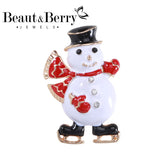 Beaut&Berry Drop Oil Skate Snowman Christmas Brooch