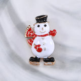 Beaut&Berry Drop Oil Skate Snowman Christmas Brooch