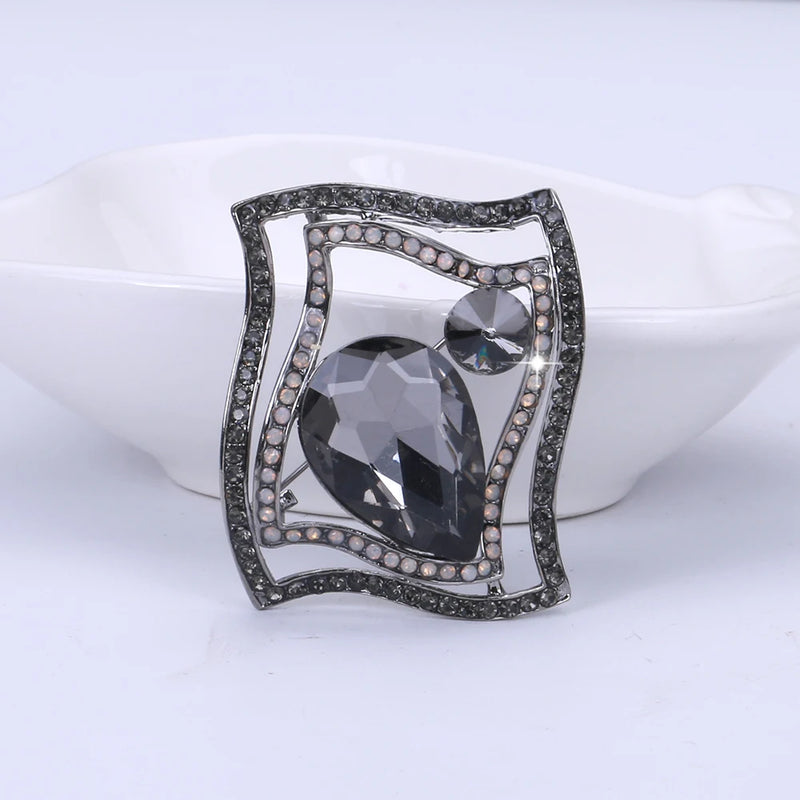 Geometric Glass Brooch Lady's Wedding Party Gift Pin
