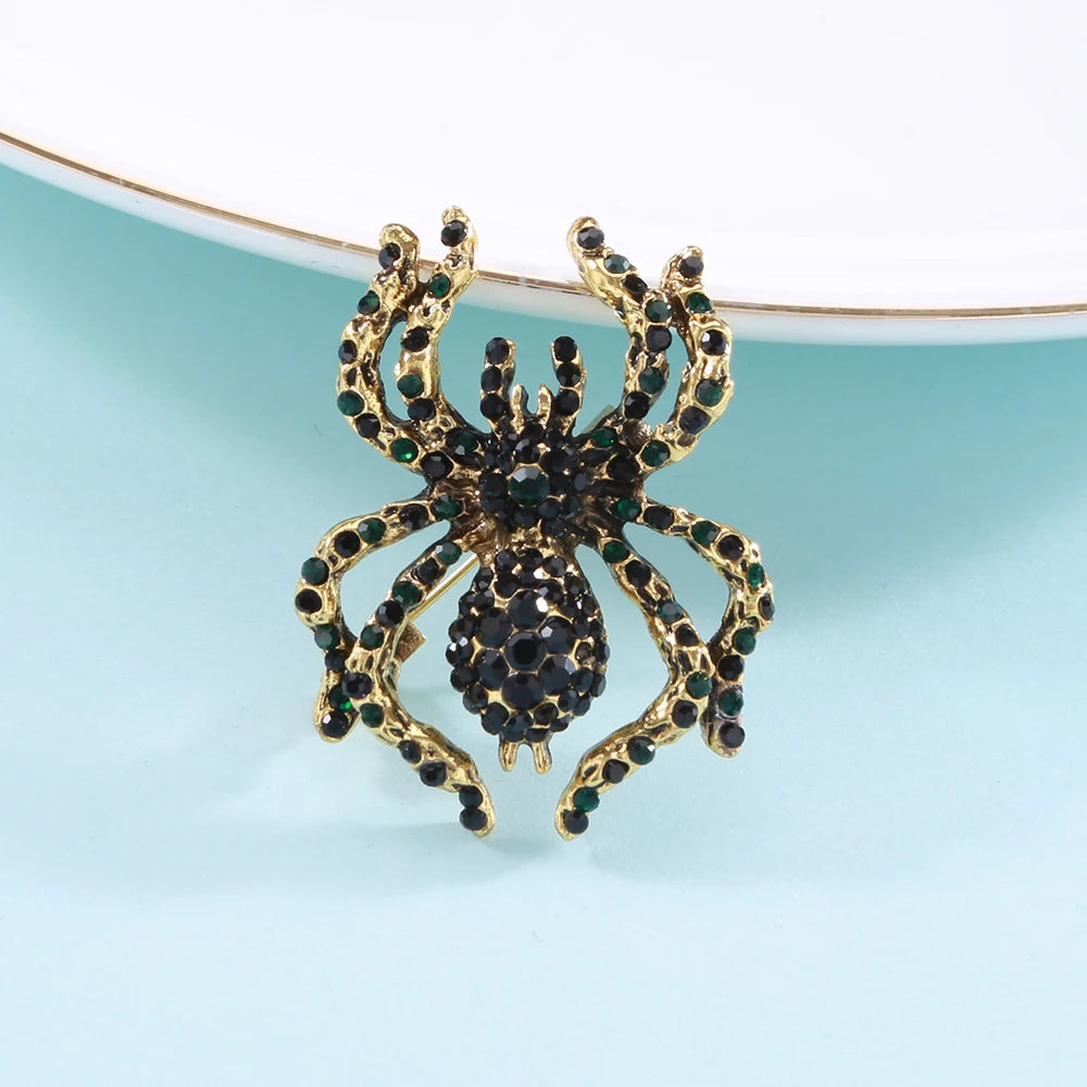 Beaut&Berry Halloween Rhinestone Spider Brooch 2 Colors