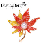 Beaut&Berry Leaves Maple Brooches Enamel Flower Brooch Pins