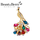 Crystal Peacock Brooches 4-color Rhinestone Bird Pins