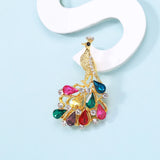 Crystal Peacock Brooches 4-color Rhinestone Bird Pins