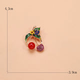 Beaut&Berry Pearl Rhinestone Cherry Brooch Fruit Jewelry Gift