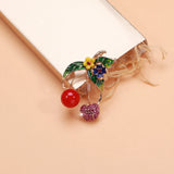 Beaut&Berry Pearl Rhinestone Cherry Brooch Fruit Jewelry Gift