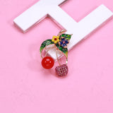 Beaut&Berry Pearl Rhinestone Cherry Brooch Fruit Jewelry Gift